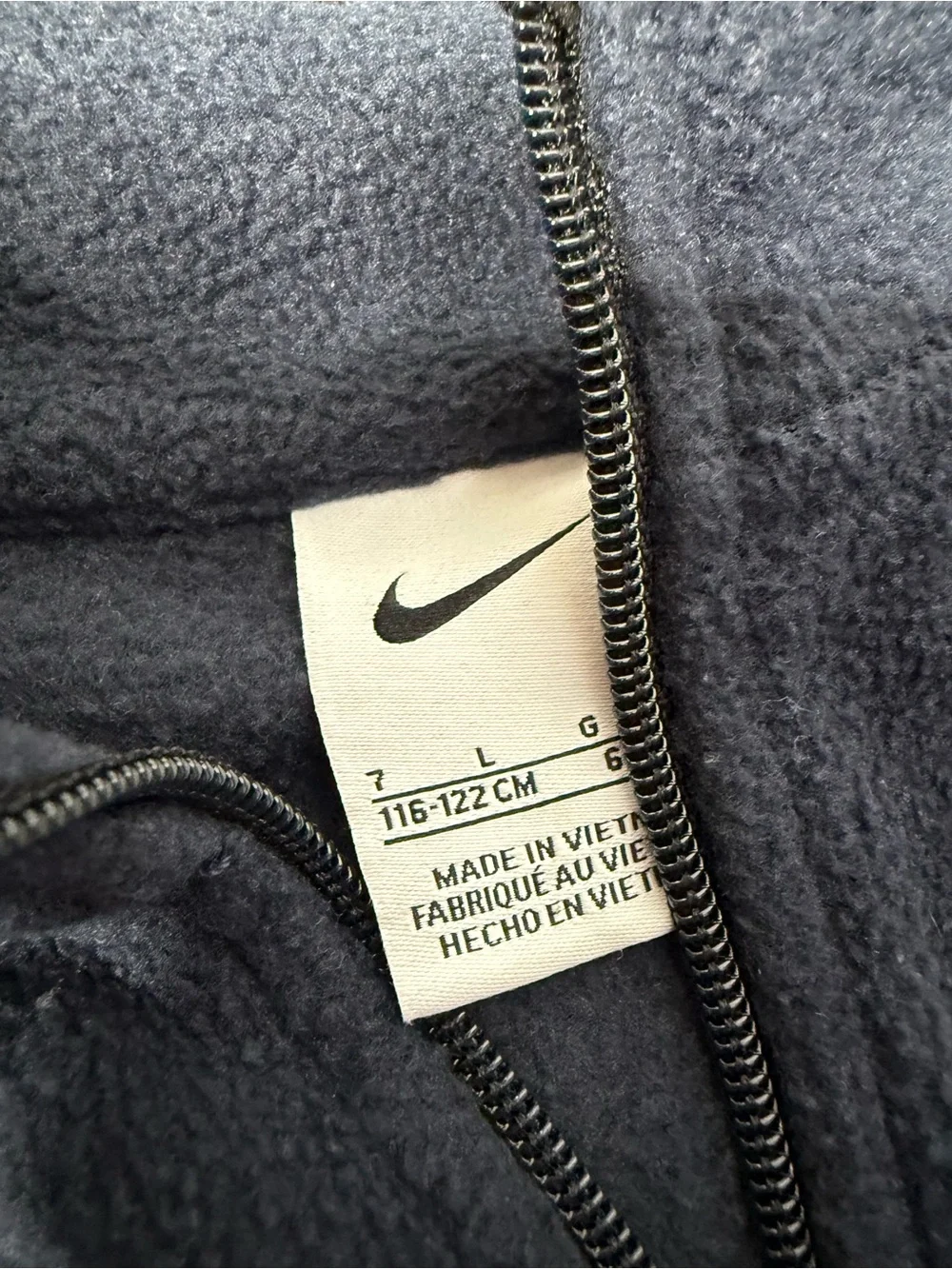 Nike Kids Navy Full-Zip Fleece Jacket with White Swoosh size 7